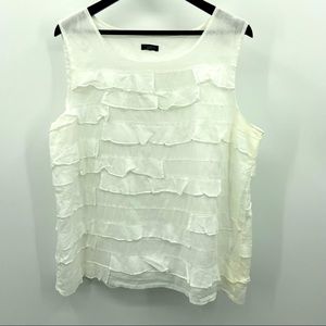 Talbots White Sleeveless Layered Pullover Top